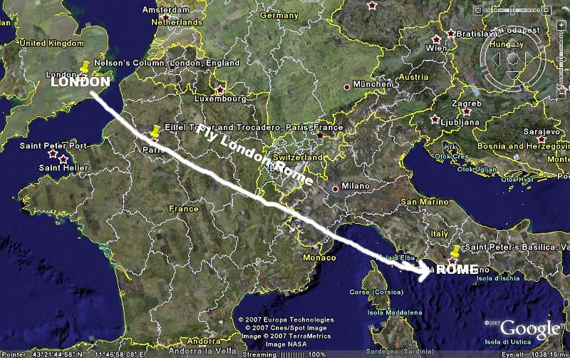 Map LONDON-ROME1.jpg - FLY LONDON TO ROME